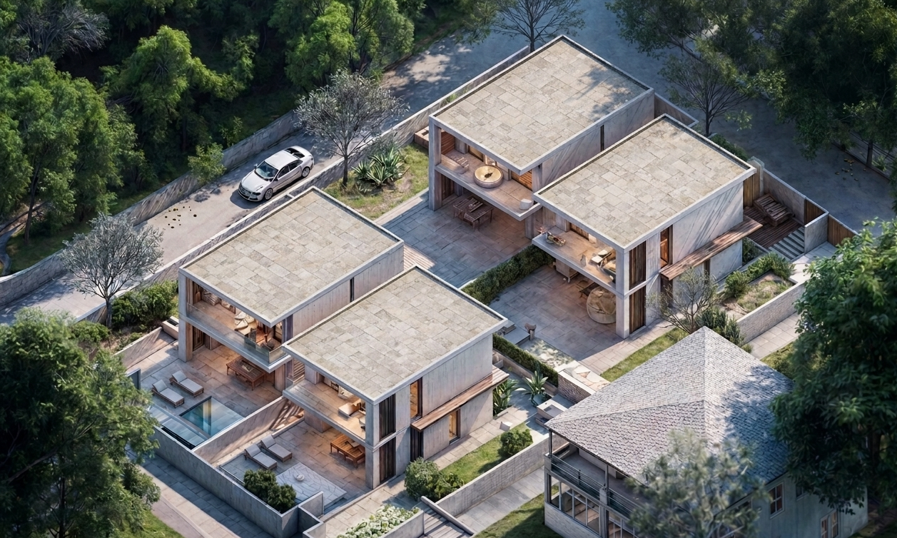Render aereo villa